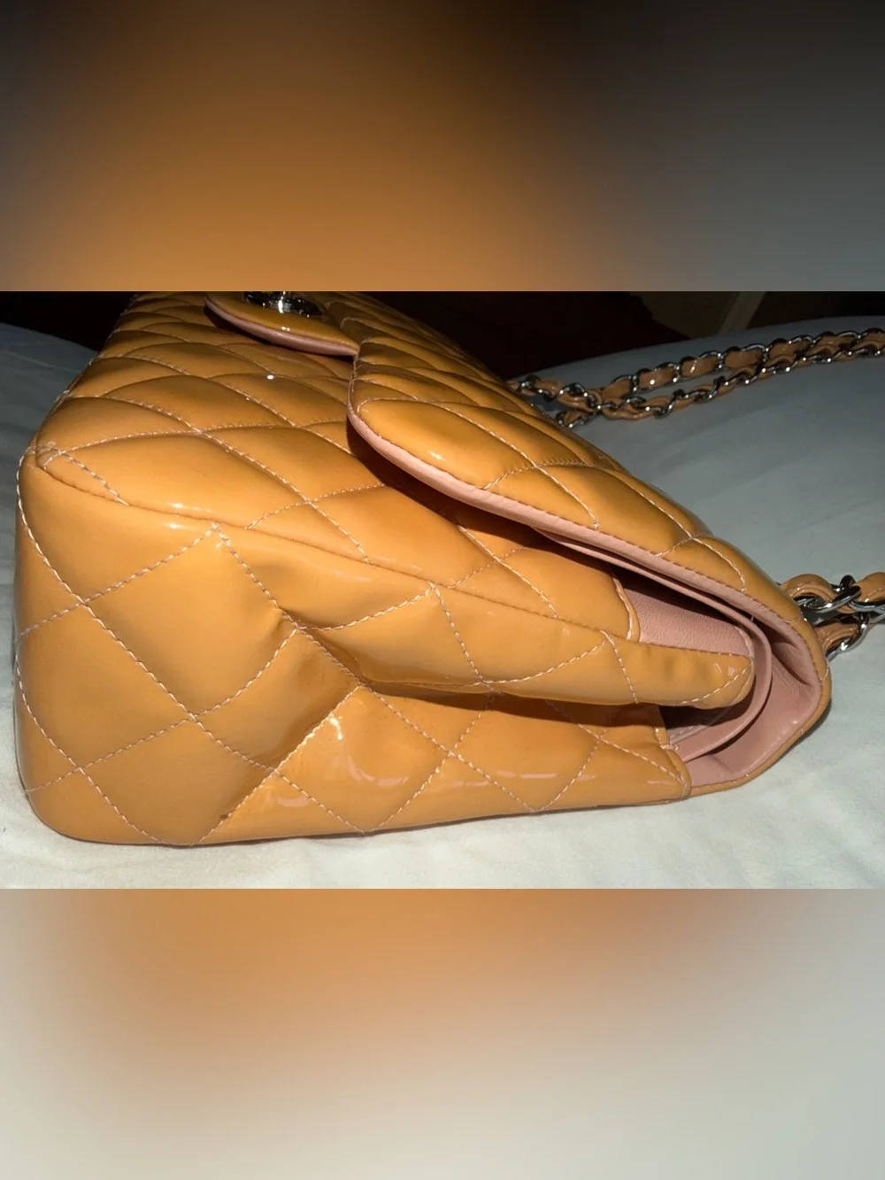 Chanel 2010-2011 NEW WTAGS/BAG VINTAGE jumbo double flap patent orange/yellow
